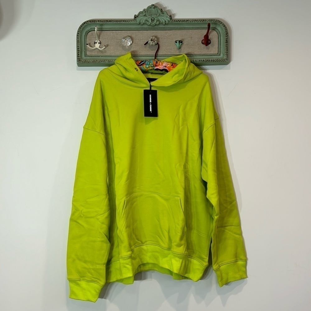 New home + femme lime green black cotton Hooded grommet sweatshirt XXL men’s